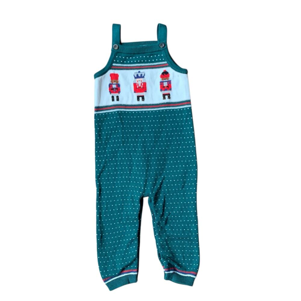 Janie & Jack Nutcracker Sweater Overall in Evergreen Forest